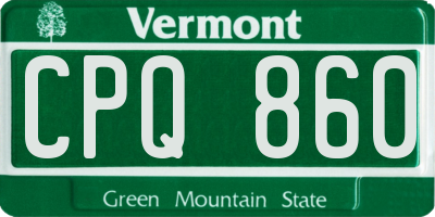 VT license plate CPQ860