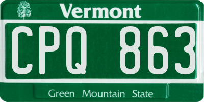 VT license plate CPQ863