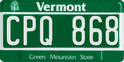 VT license plate CPQ868