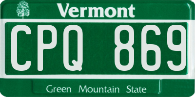 VT license plate CPQ869