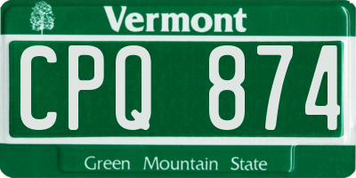VT license plate CPQ874