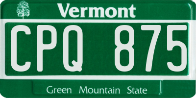 VT license plate CPQ875
