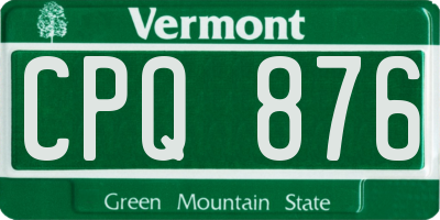 VT license plate CPQ876