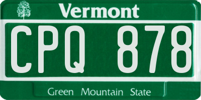 VT license plate CPQ878
