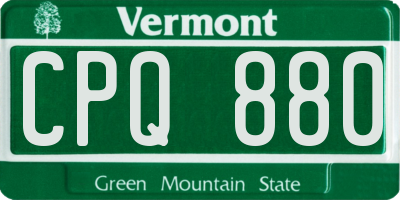 VT license plate CPQ880