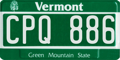 VT license plate CPQ886
