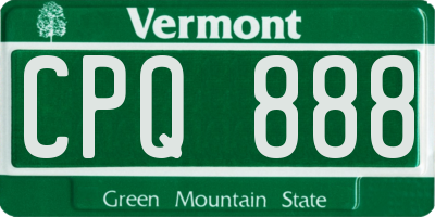 VT license plate CPQ888