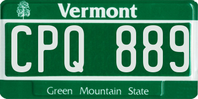 VT license plate CPQ889