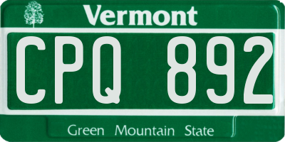 VT license plate CPQ892