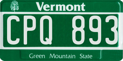 VT license plate CPQ893