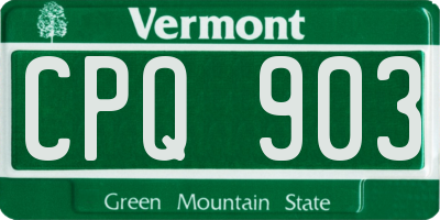 VT license plate CPQ903