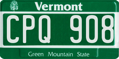 VT license plate CPQ908