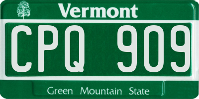 VT license plate CPQ909