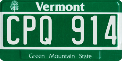 VT license plate CPQ914