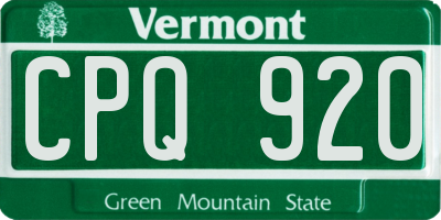 VT license plate CPQ920