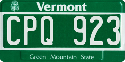 VT license plate CPQ923