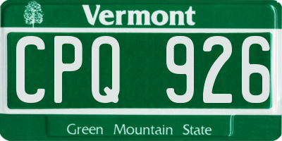 VT license plate CPQ926