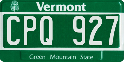 VT license plate CPQ927