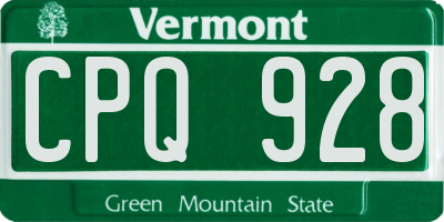 VT license plate CPQ928