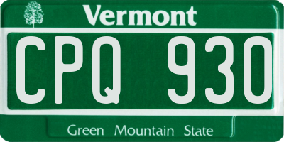 VT license plate CPQ930