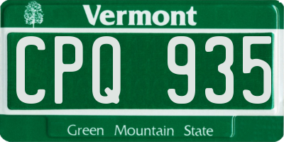 VT license plate CPQ935