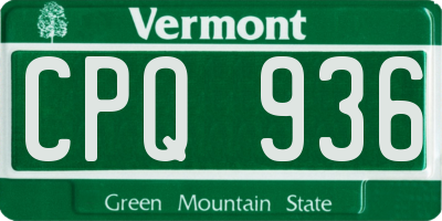 VT license plate CPQ936