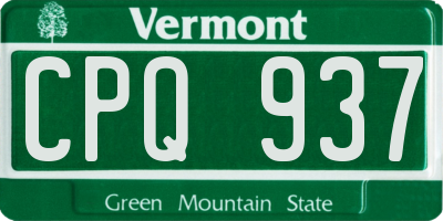 VT license plate CPQ937