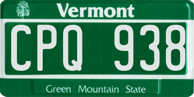 VT license plate CPQ938