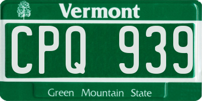 VT license plate CPQ939