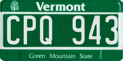 VT license plate CPQ943