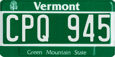 VT license plate CPQ945