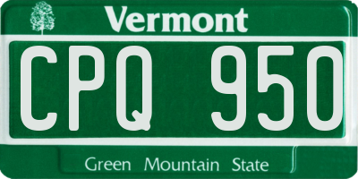 VT license plate CPQ950