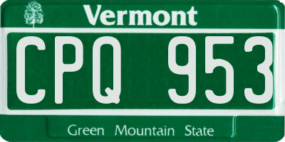 VT license plate CPQ953