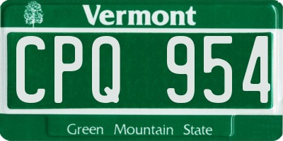 VT license plate CPQ954