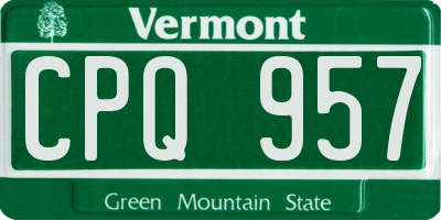 VT license plate CPQ957