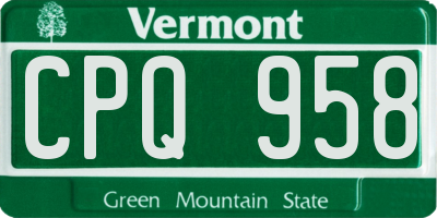 VT license plate CPQ958