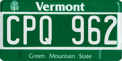 VT license plate CPQ962