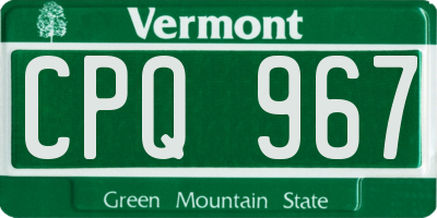 VT license plate CPQ967