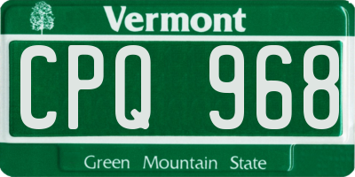 VT license plate CPQ968
