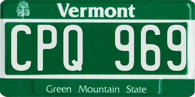 VT license plate CPQ969