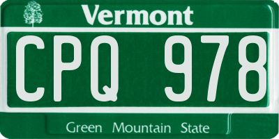 VT license plate CPQ978