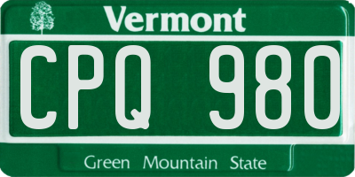 VT license plate CPQ980