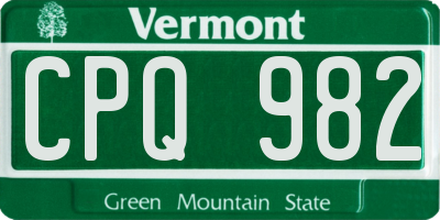 VT license plate CPQ982