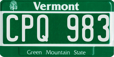 VT license plate CPQ983