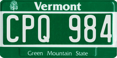 VT license plate CPQ984