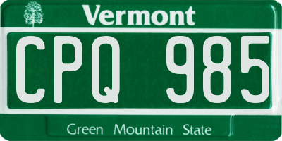 VT license plate CPQ985