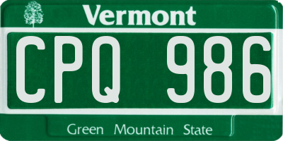 VT license plate CPQ986
