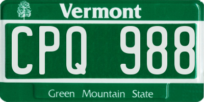 VT license plate CPQ988