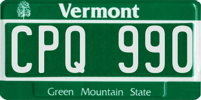 VT license plate CPQ990