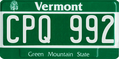 VT license plate CPQ992